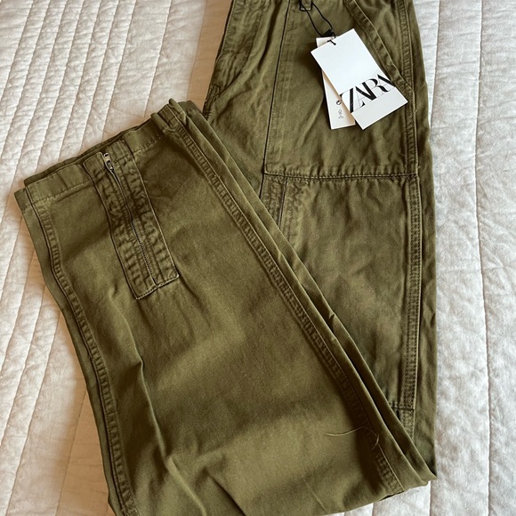 Zara High Rise Olive Jeans - Picture 2 of 6